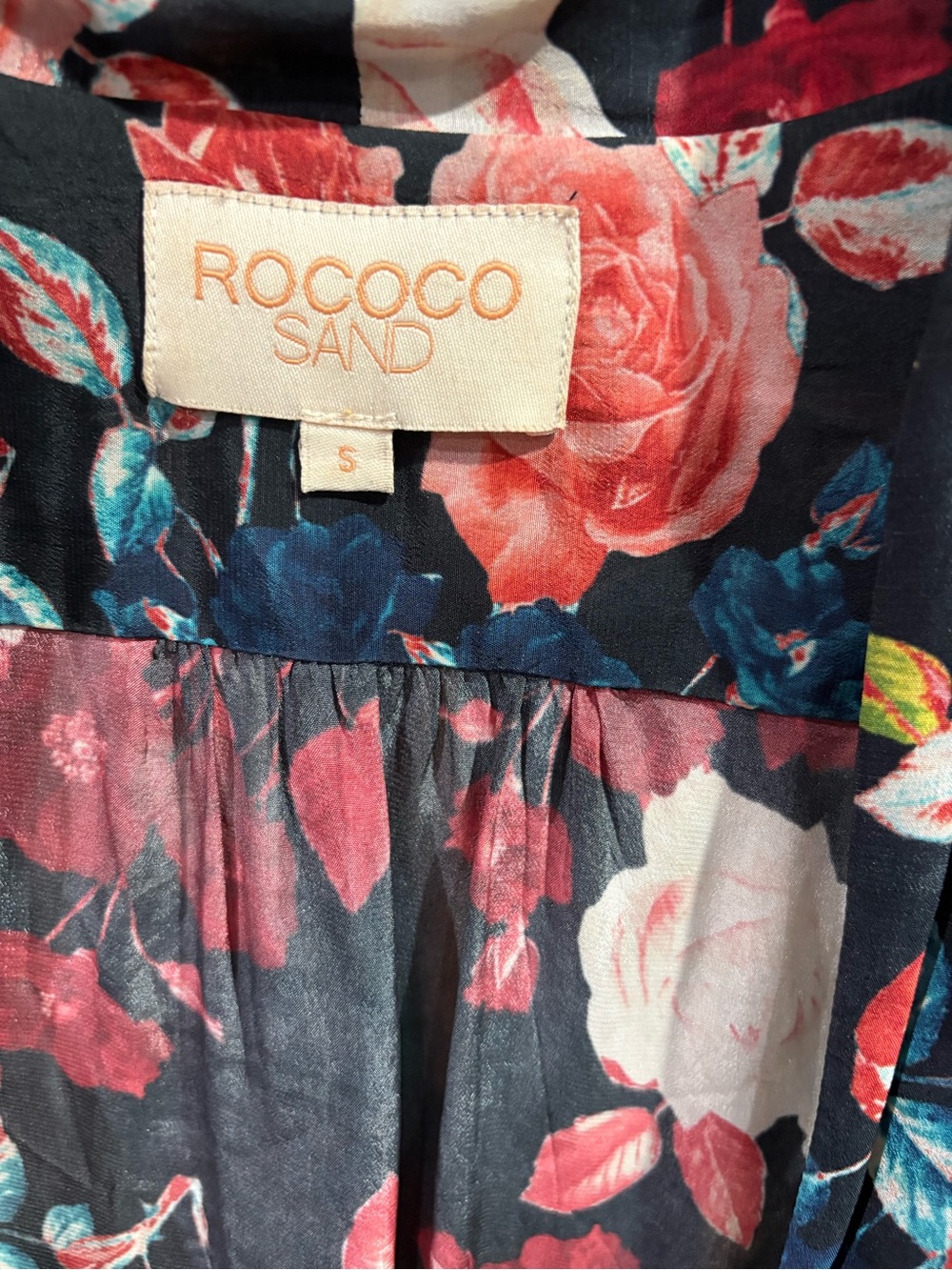 $400 Rococo Sand floral tie waist wrap mini dress S - Picture 9 of 9